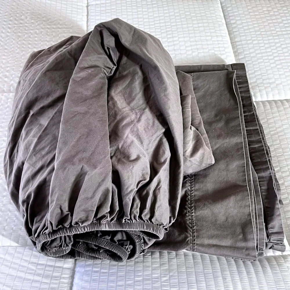 Threadmill Home Linen Twin XL Sheet Set 2-Piece 100% Cotton Charcoal Gray